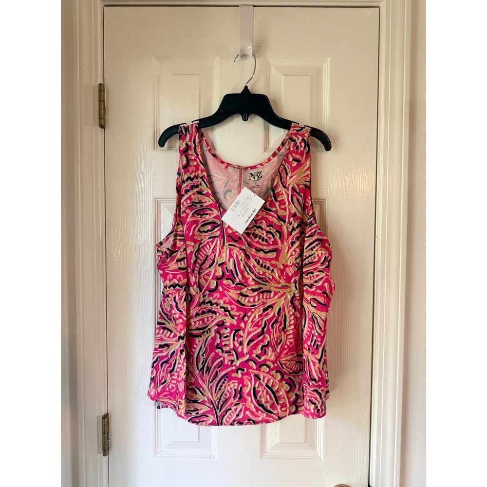 Nic+Zoe‎ NZ Active Tank Top XL Pink Abstract Paisley Scoop Neck Sleeveless NWOT